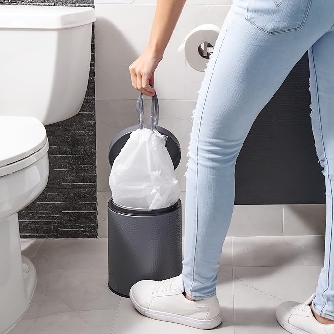Plasticplace Trash Bags | Compatible with Simplehuman (x) Code C | (100 Count)│White Drawstring Garbage Liners 2.6-3.2 Gallon / 10-12 Liter │ 14.75" x 20"