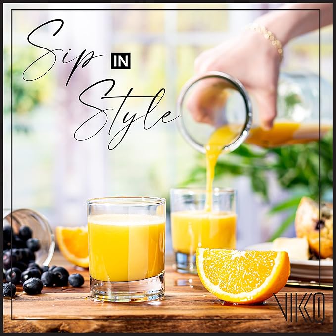 Vikko SMALL 5 Ounce Juice Glass, Set of 6 Mini Glass Cups, Heavy Base Tasting Glasses, Dishwasher Safe