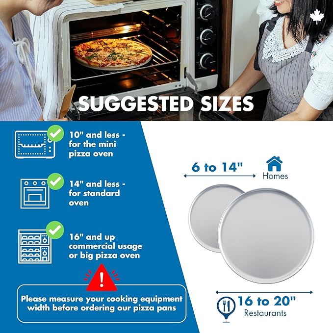 Norjac 14 Inch Pizza Pan, 6 Pack, Round Aluminum Pans, Baking Tray for Oven, Rust-Free, Durable & Long Lasting