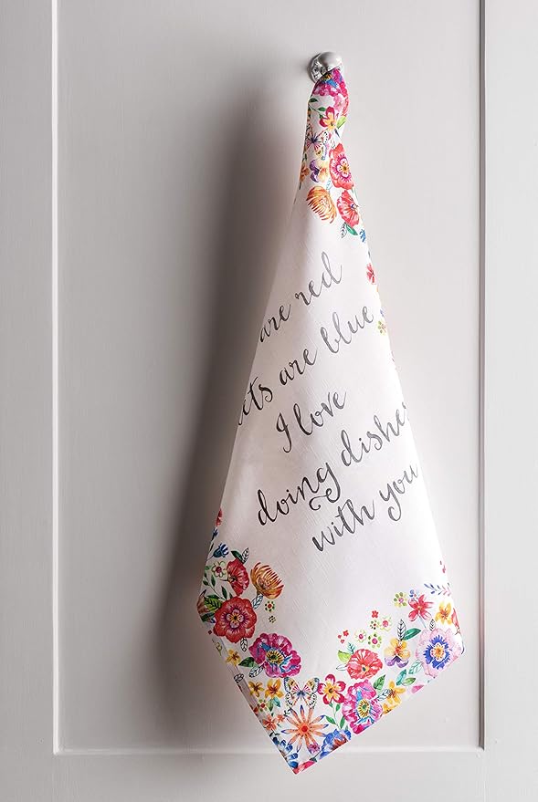 Maison d' Hermine Kitchen Towels Set of 3 100% Cotton 27.50" x 20" Reusable Cloth Tea Dish Towels Absorbent with Hanging Loop for Kitchen, Cocktail Parties Spring/Summer (Happy Florals - High Summer)