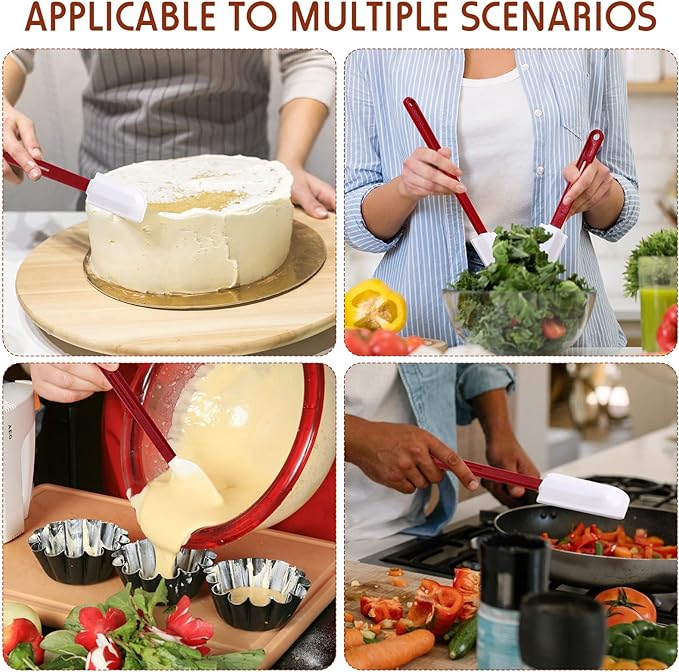Norme 4 Pcs High Temp Silicone Spatulas Heat Resistant Rubber Spatula Commercial Silicone Scraper with Handle for Kitchen Cook Baking Mixing Utensil, Dishwasher Safe (10 Inch,14 Inch)