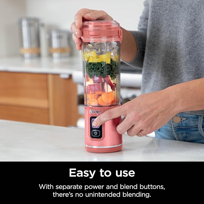 Ninja Blast Portable Blender, Cordless, 18oz. Vessel, Personal Blender for Shakes & Smoothies, BPA Free, Leakproof Lid & Sip Spout, USB-C Rechargeable, Dishwasher Safe Parts, Red Clay, BC151RY