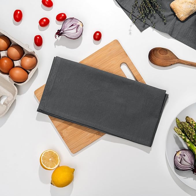 Gray Flour Sack Tea Towels - 100% Cotton, 5 Pack, 27"x27" Extra Large, Highly Absorbent Dish Drying Towels - Baking Towels, Customizable and Versatile Kitchen Towels (Gray - 5 Pack)