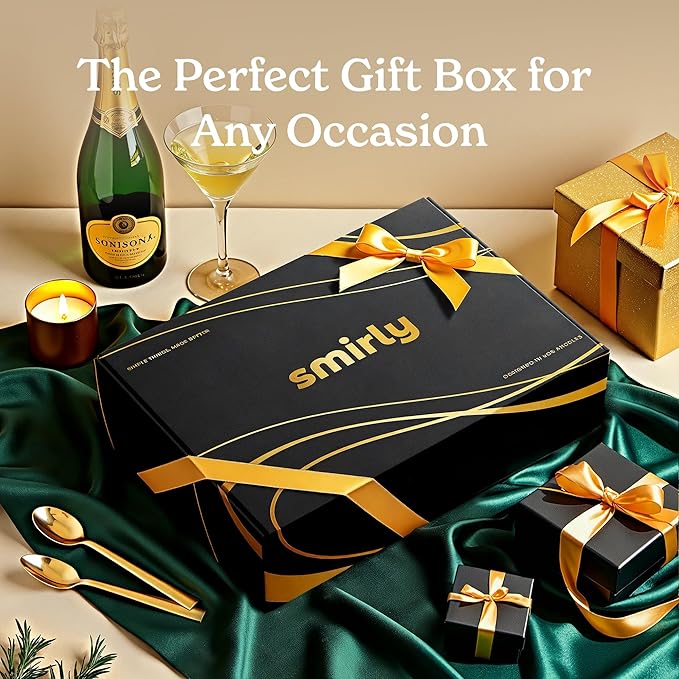 SMIRLY Bamboo Wooden Cutting Boards for Kitchen, Set of 2 Medium - Small, Bamboo Wood Cutting Board Set with Deep Juice Grooves, Non Toxic Serving Tray, House Warming Gifts