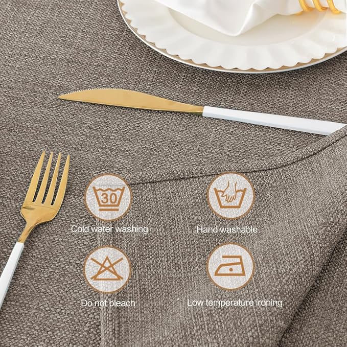 Table Cloth Rectangle Table Cover 57x85 Inches Faux Linen Wrinkle Free and Waterproof Taupe Gray Rectangle Tablecloth for Kitchen Dining Party Buffet Wedding
