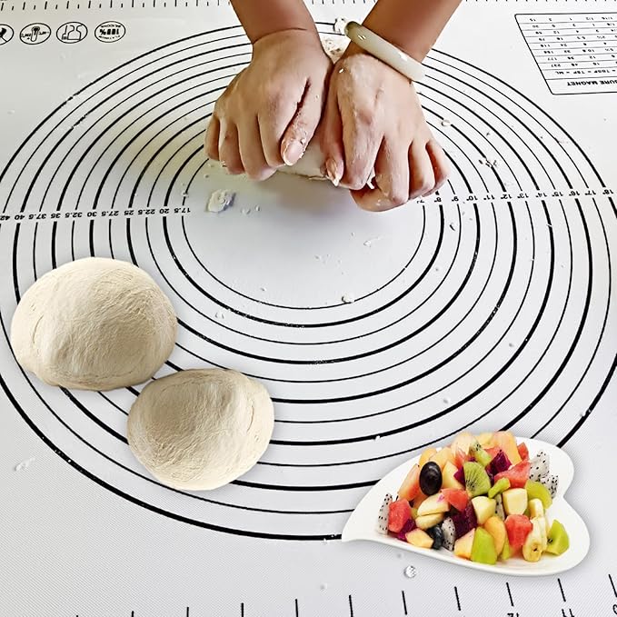 Dough Mat Silicone Baking Mats for Rolling Pastry,Kneading Sheet Sourdough Bread Baking Supplies Black 24x16"