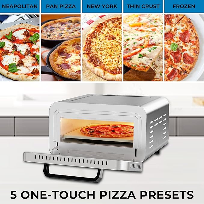 Kenmore indoor pizza oven - personal countertop electric ovens for home kitchen & restaurant, cook solo large 12” nonstick Pizzas horno de