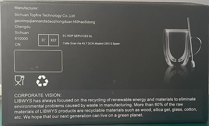 LIBWYS 6 Pack Double Walled Coffee Cups Glasses Mugs, 12oz Espresso Cappuccino Latte Tea Cups with Handle, Heat Resistant Borosilicate Clear Glasses 350ml