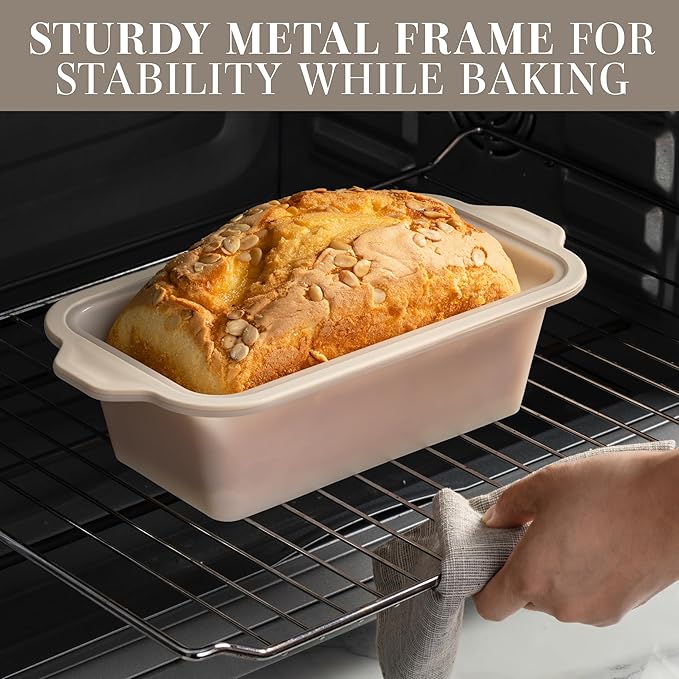 COOK WITH COLOR 17 Pc. Silicone Baking Pan Set - Non-Stick & Easy Clean Silicone Muffin Pans for Baking with Sturdy Metal Frame for Stability, Flexible Cake Molds, Includes Measuring Cups and Spoons