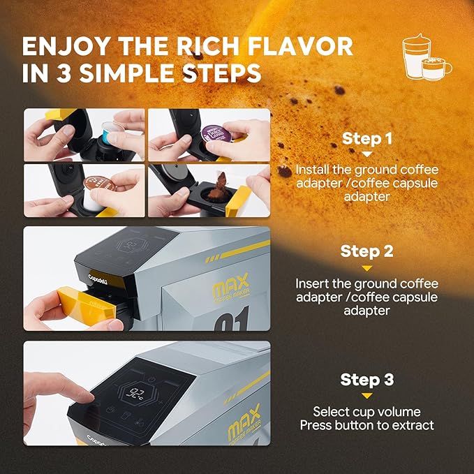 4 in 1 Single Serve Coffee Maker,Fast Brew in 1 minute 19Bar Pump Coffee Machine for K*Cup/NES*presso/Ground Coffee/Do'lce Gusto,with 27oz Removable Water Reservior, Espresso Coffee Machine, (Orange)