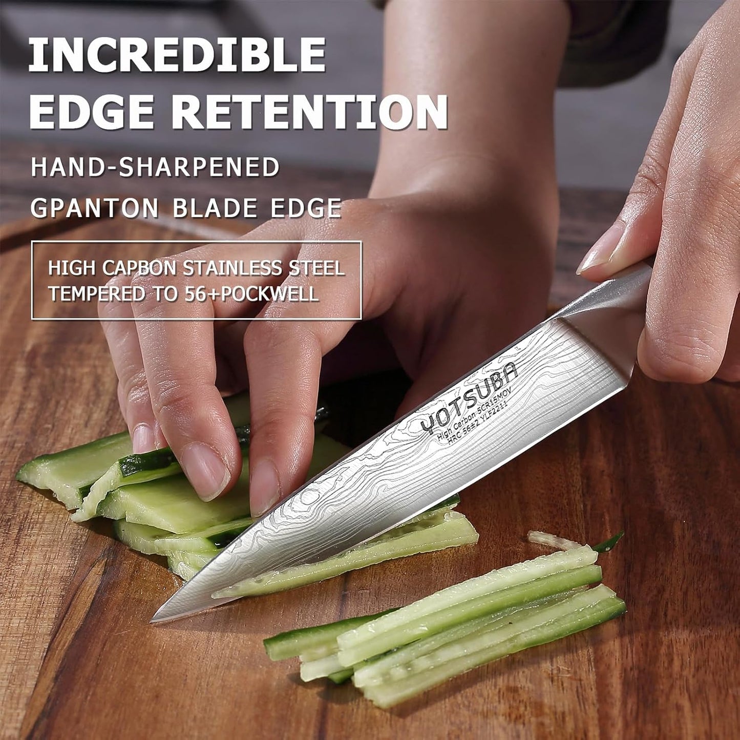 YOTSUBA Utility Knife,5 Inch Petty Kitchen Knife, Forged High Carbon German Steel chef knives, Paring knives, Full Tang & Razor Sharp Ergonomic Handle Design