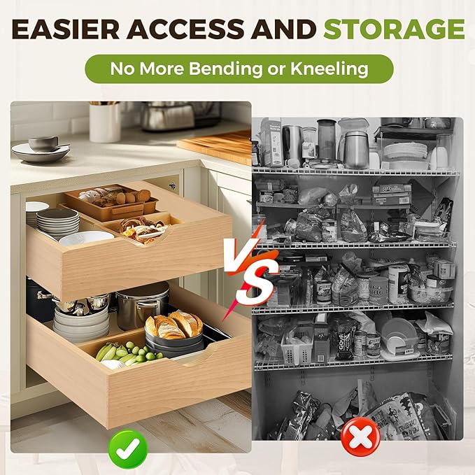 Pull Out Drawers for Cabinet Wood 30" W x 23" D x 4.5" H Slide Out Organizer and Storage Kitchen Cabinet Drawers Slide Out Shelves Pull Out Shelves in Kitchen Pantry Bathroom with Soft Close