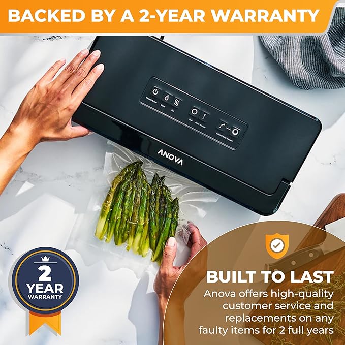 Anova Culinary Precision Vacuum Sealer Pro, Includes Large Bag Roll (19ft), Wet & Dry Dual Food Vacuum Sealer Machine for Sous Vide and Long-Term Storage, 2-Year Warranty