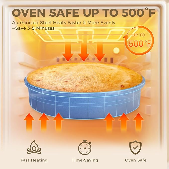 HONGBAKE 9 Inch Round Cake Pan Set of 2, Nonstick Ceramic Coating Cake Molds with Diamond Texture, Aluminized Steel Cake Pans Sets for Baking & Cheesecake, Heavy Duty & Non-Toxic (Deep Blue, 2PCS)