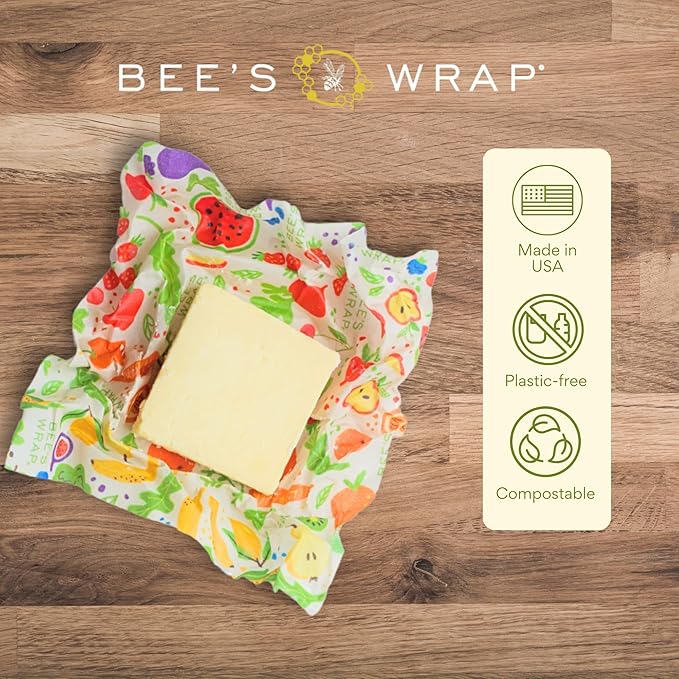 Bee's Wrap Beeswax Wraps for Food - Garden Party 3 Pack (2M 1 Sandwich) Made in USA Reusable & Organic Food Wraps, Sandwich Wrap - Eco-Friendly Alternative to Aluminum Foil & Plastic Wrap