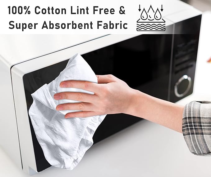 RUVANTI Flour Sack Towels 24 Pack 28x28 Inch, 100% Cotton Tea Towel, Reusable, Machine Washable, Absorbent BarTowels - Dish Cloth Perfect for Drying Dishes & Cleaning - White