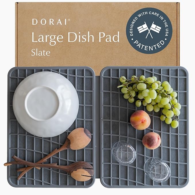 Dorai Home Dish Pad - Diatomaceous Earth Stone Drying Mat For Kitchen Counter - Quick Drying -Stone Dish Drying Mat For Kitchen - (24.6" x 16.5")
