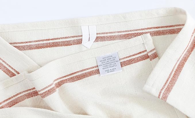 KAF Home Natural Rustic Farmhouse Slubbed Kitchen Towel | 100% Cotton Dish Towel, 18 x 28 Inches | Soft and Absorbent (Rust, 18 x 28-4 Pack)