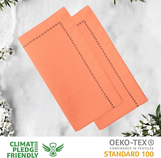 Urban Villa Halloween Cloth Napkins Orange Black Dinner Napkins Set of 12 100% Cotton Hemstitch Washable Absorbent Napkins Soft Durable Reusable-Ideal for Everyday Use Parties Wedding Thanks Giving