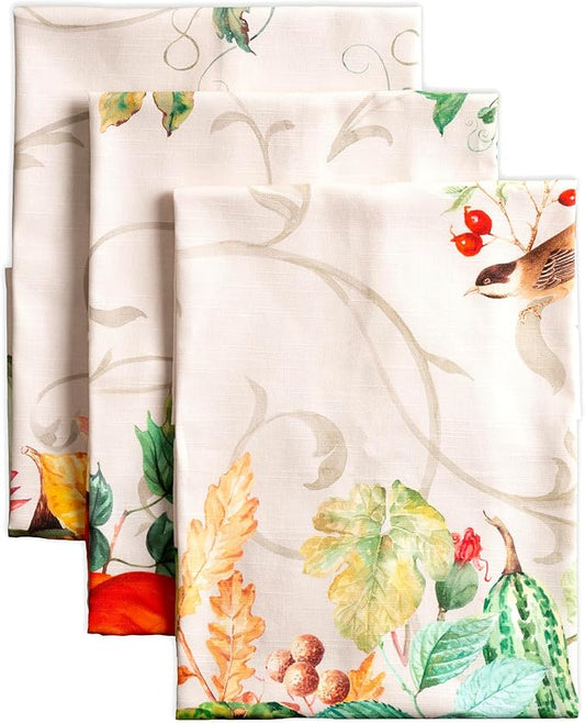 Maison d' Hermine Kitchen Towels Set of 3 100% Cotton 20" x 27.5" Reusable Cloth Tea Dish Towels Absorbent with Hanging Loop for Kitchen Dining Thanksgiving Christmas Decorations (Lumina)