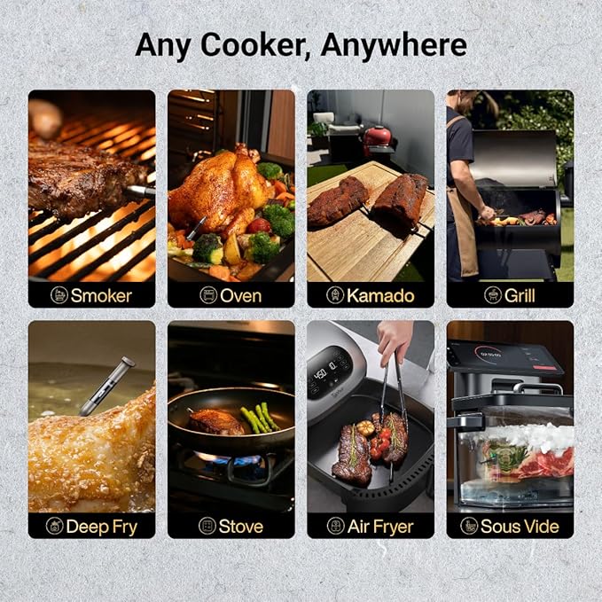 Typhur Sync Wireless Quad Gen 2 Meat Thermometer | 4 Probes | 6 Sensors | LCD Display | WiFi and Bluetooth 5.3 | Improved Stability and Range | IPX8 Waterproof | for BBQ, Grill, Smoker, Oven, Kitchen