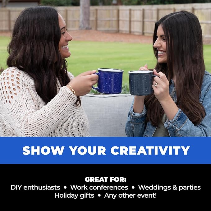 Set of 16 Ceramic Campfire Mugs – 15 Oz, Green – Coffee & Tea Cups for Home, Work, Travel, Camping – Customizable, Great for DIY, Events, Companies