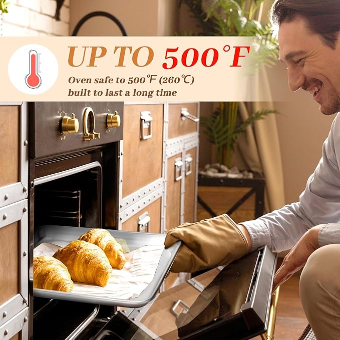 6 Pack Quarter Size Baking Sheet Pans, Aluminum Commercial Cookie Sheets Non-Stick, 13"x10"