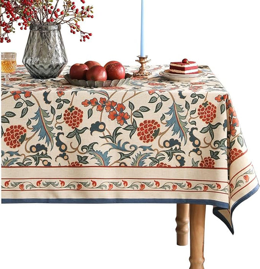 patdrea French Linen Pattern Tablecloth Soft Durable Floral Table Cloth Designer Kitchen Dining Tablecloth for Rectangular Tables for Parties Christmas 55"x 87"