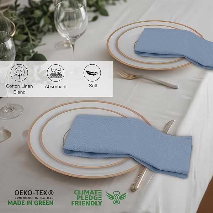 Ruvanti Linen Napkins Set of 12, 18x18 Cloth Napkins, Cotton Linen Blend Napkins Cloth Washable, Soft, Reusable Dinner Napkins for Wedding, Parties, Christmas, Thanksgiving, Everyday Use - Grey