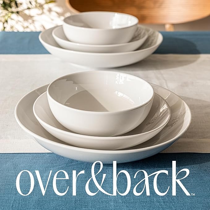 over&back 100%-Linen Woven Tablecloth - Colorful Dining Room Table Cover - Mitered Corner Hems - Machine Washable - Kitchen and Home Decor - Blue - 70x90