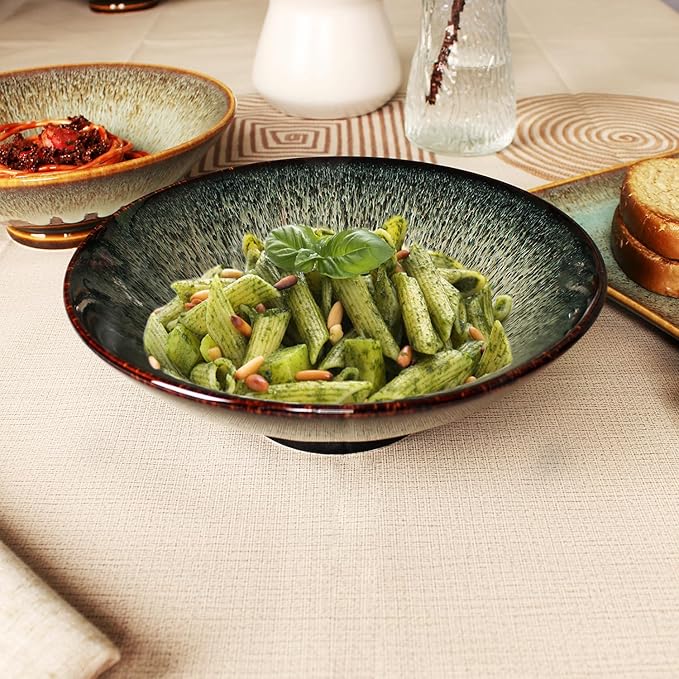 Ceramic Japanese Ramen Noodle Soup Bowl Set of 2, For Ramen, Pho, Soup, Salad, pasta, Asian Dishes,Udon noodles,Chinese Large Ramen Bowl - Microwave dishwasher oven safe, Black 8.2 Inch