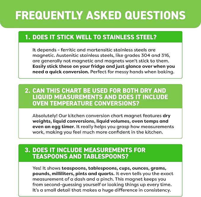 Kitchen Conversion Chart Magnet - Measurements Conversion Chart - Baking Supplies Baking Accessories Cooking Gadgets - Baking Kitchen Cooking Gifts for Women - Kitchen Gadgets