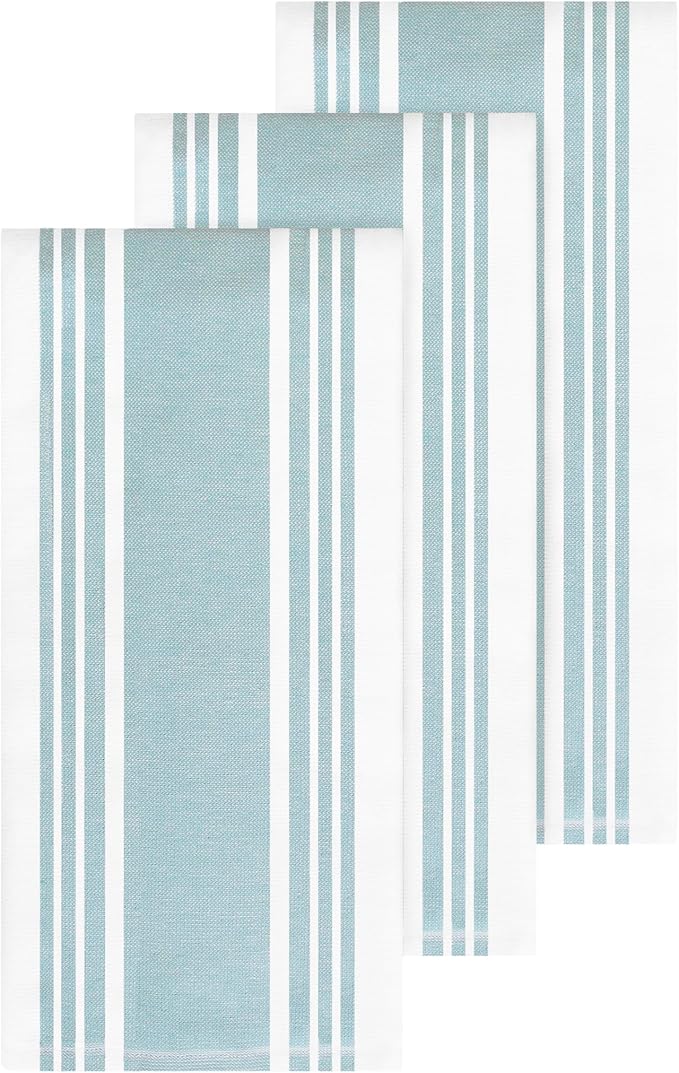 All-Clad Dual-Purpose Kitchen Towels: Highly Absorbent, Super Soft Long Lasting - 100% Cotton, 17"x30" Dish Towels for Cleaning & Drying Dishes, Pans, Glassware, or Countertops, (3-Pack), Rainfall