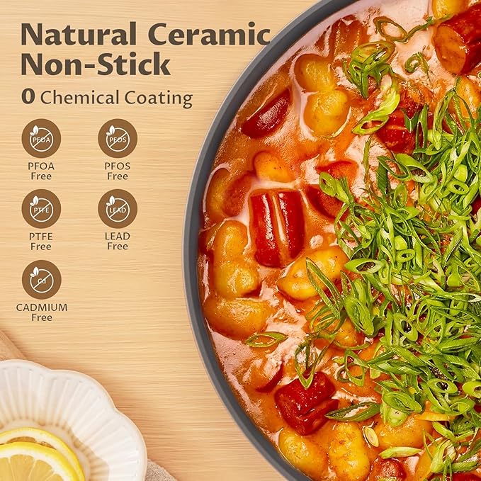 BEZIA 10 Quart Cooking Pot with Ceramic Coating, Non-Stick Stock Pot with Tempered Glass Lid, Large Soup Pot with Stainless Steel Handle, Induction Compatible Stockpot, Dishwasher Safe, Cream