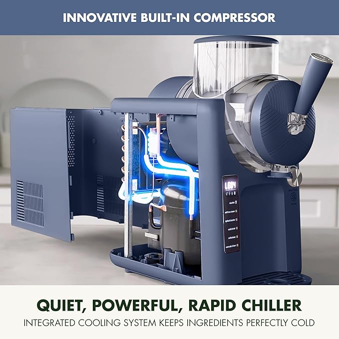 GreenPan Frost Ice Cream Machine & Frozen Drink Maker, Soft Serve, Slushie, Sorbet, Milkshakes & Cocktails, No Freezer Needed, 15-in-1, 7 Textures, Quiet & Rapid, Easy Clean, Family Size, Berry Blue