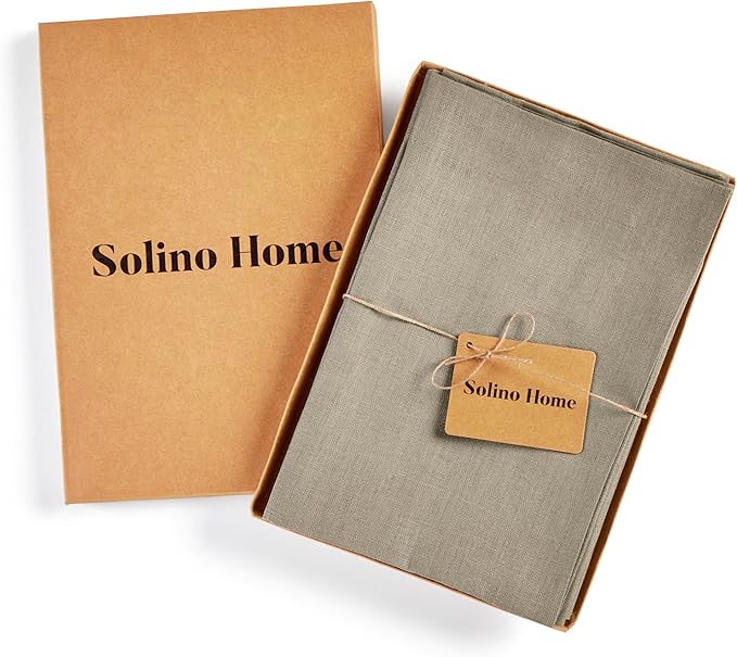 Solino Home Linen Napkins Set of 4-100% Pure Linen Vintage Khaki Dinner Napkins Cloth 20 x 20 Inch for Fall, Autumn, Thanksgiving - Fete, Handcrafted and Machine Washable