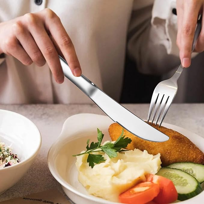 Herogo Heavy Duty Stainless Steel Silverware Set, 30-Piece Heavy Weight Modern Flatware Cutlery Set for 6, Fancy Tableware Eating Utensils for Home Wedding, Dishwasher Safe, Mirror Finished