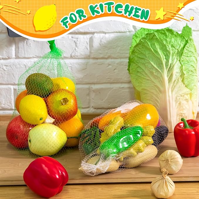 Treela 600 Pieces Reusable Mesh Bags Reusable Produce Seafood Onion Vegetable Storage Mesh Net Nylon Poly Bags for Crawfish Shellfish Crab Grocery Toys Fruits, 4 Sizes