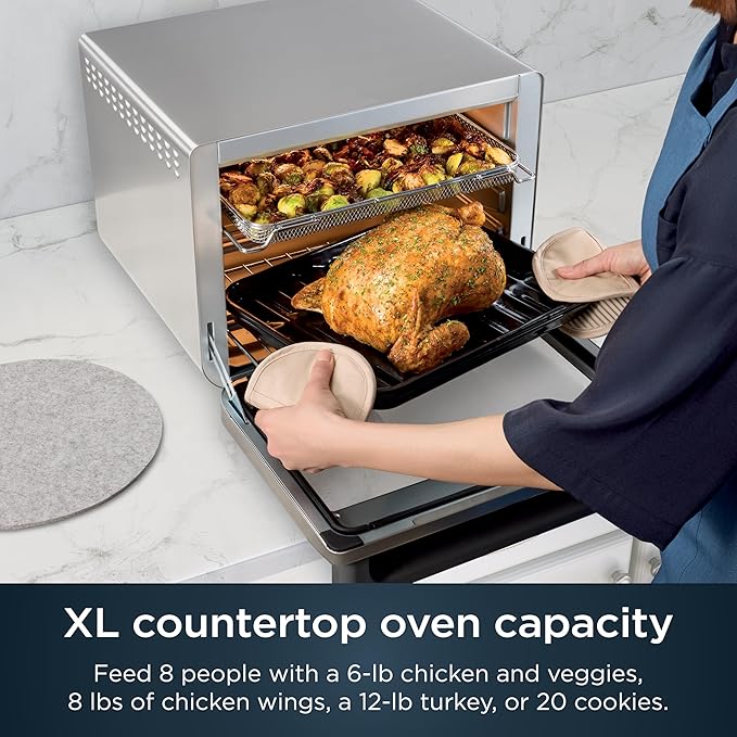 Ninja Air Fryer & Toaster Oven | Prestige Smart XL Countertop Oven | Bakes up to 20 Cookies, Fits up to a 12lb Turkey | Pizza, Toast, Bake, Air Fry & Reheat | 1800 Watts | Stainless Steel | DT501