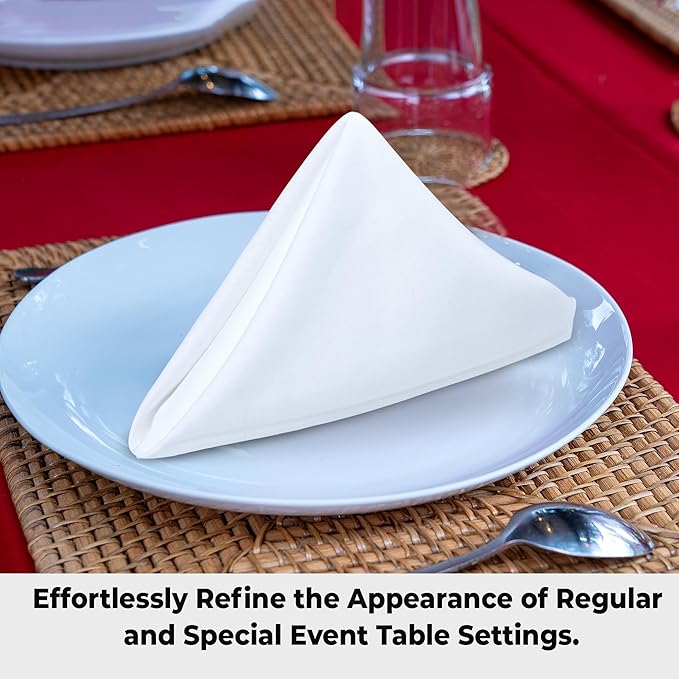 Urban Villa White Cloth Dinner Napkins Set of 12 20x20 inches 100% Cotton Highly Absorbent Washable Durable Reusable Ideal for Farmhouse Party Thanksgiving Fall Christmas Everyday Use Table Napkins