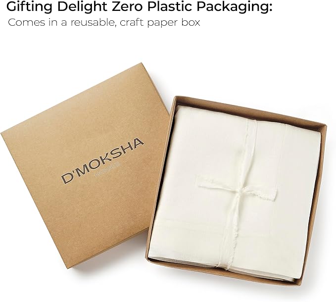 D'Moksha Homes Linen Ivory Square Tablecloth 60 x 60 Inch - 100% Pure Linen Table Throw for Square Tables - Machine Washable Table Cloth for Fall, Autumn and Halloween