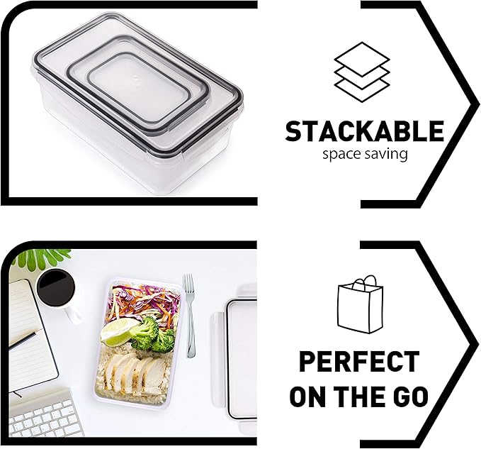 fullstar 28-Piece Plastic Food Storage Containers with Lids (14 Containers & 14 Lids) - Leakproof, BPA-Free, Meal Prep Containers, Reusable Lunch Storage Set for Kitchen Organization (Pack of 28)