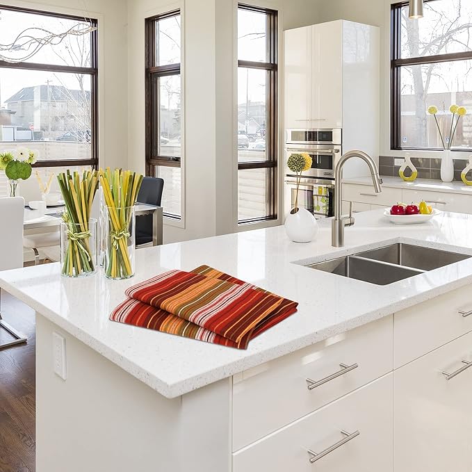 Urban Villa Cloth Napkins Set of 12 20x20 Inches 100% Cotton Napkins Cloth Washable Durable Reusable Absorbent Table Dinner Napkins Cloth for Thanksgiving Hotel Lunch Restaurant Parties – Fall Stripes