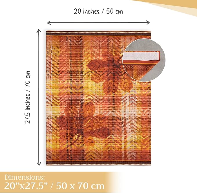 Maison d' Hermine Kitchen Towels Set of 3 100% Cotton 20" x 27.5" Reusable Cloth Tea Dish Towels Absorbent with Hanging Loop for Kitchen Dining Thanksgiving Christmas Decorations (Thanksgiving Tartan)