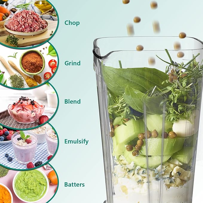 OMMO Blender 1800W, Professional High Speed Countertop Blender with Durable Stainless Steel Blades, 60oz BPA Free Blender for Shakes and Smoothies, Nuts, Ice and Fruits, Dishwasher Safe