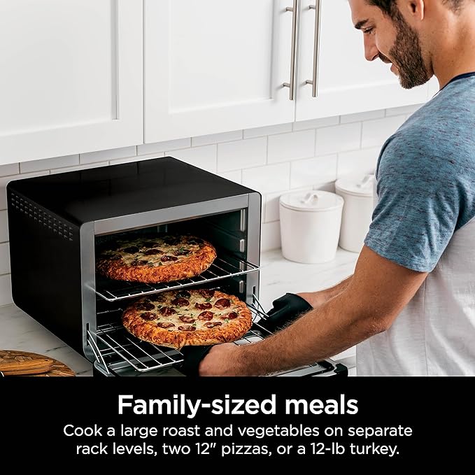 Ninja DT202BK Foodi 8-in-1 XL Pro Air Fry Oven, Large Countertop Convection and Digital Toaster Oven, 1800 Watts, Black, 12 in.