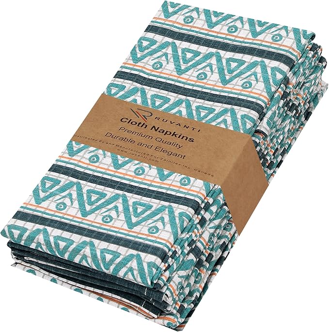 RUVANTI Cloth Napkins Set of 6 Cotton 100%, 18x18 Inches Napkins Cloth Washable, Soft, Absorbent. Cotton Napkins for Parties, Christmas, Thanksgiving, Weddings, Dinner Napkins Cloth - Kite
