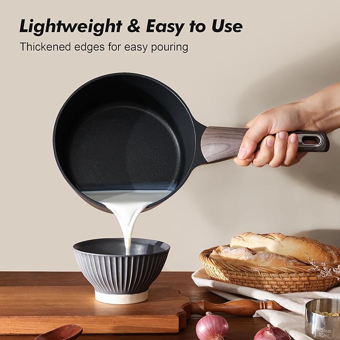 SENSARTE Nonstick Sauce Pan with Lid, 2.0 Quart Small Saucepan, Multipurpose Cooking Pot with Stay Cool Handle, Non toxic Kitchen Sauce Pot, Non stick Small Pot, Induction Comptable, PFOA Free