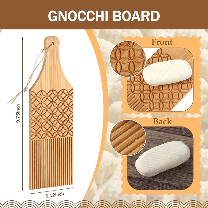 Baderke 9 Pcs Pasta Making Tool Set Include 1 Bamboo Drying Rack 1 Ravioli Press 1 Gnocchi Board 1 Cutter 1 Rolling Pin 1 Filling Spoon 3 Ravioli Stamp for Pasta Maker