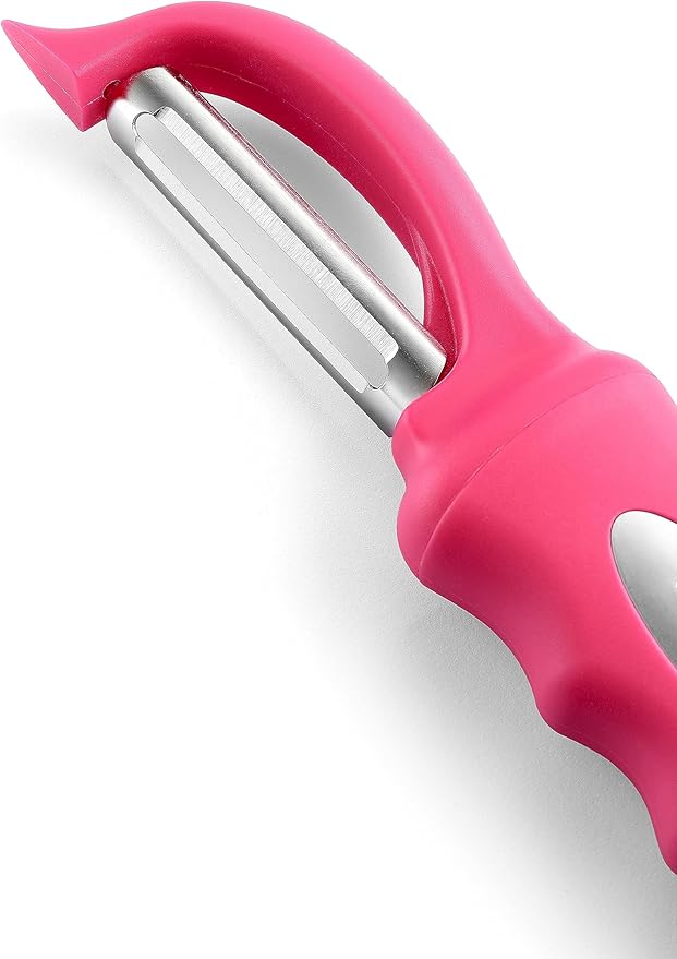 Spring Chef Premium Stainless Steel Vegetable Peeler for Kitchen, Dishwasher Safe Apple Peeler with Non-Slip Handle & Sharp Blades, Peel Potato, Fruit, Veggie, Carrot, Mango, Cucumber - Pink